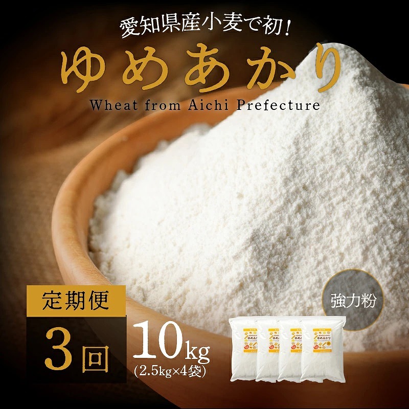 【小麦粉】愛知県産 ゆめあかり 国産 パン用 強力粉 2.5kg×4袋（計10kg） 定期便3回 H008-233