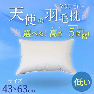【高さが選べる】天使の羽毛枕 ダウンピロー(43×63cm)/低い H115-052