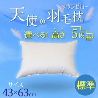 【高さが選べる】天使の羽毛枕 ダウンピロー(43×63cm) / 標準 H115-054