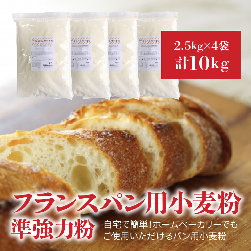 フランスパン用小麦粉 準強力粉 2.5kg×4袋(計10kg) バゲットやハードパンに　H008-128